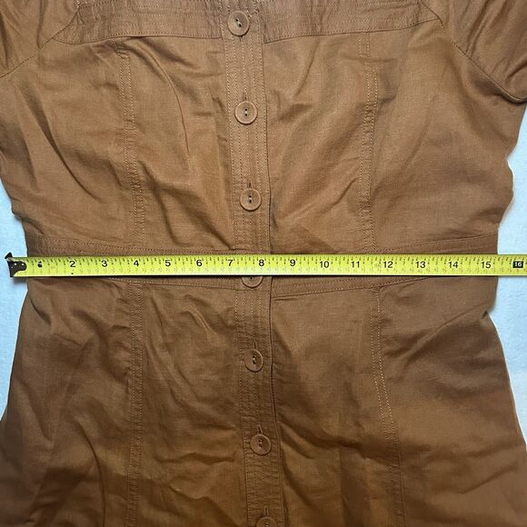 Madewell Seamed Puff-Sleeve Midi Dress Warm Coffee Size 8 - Picture 2 of 5